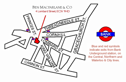 Map and Directions | B J Macfarlane's London office